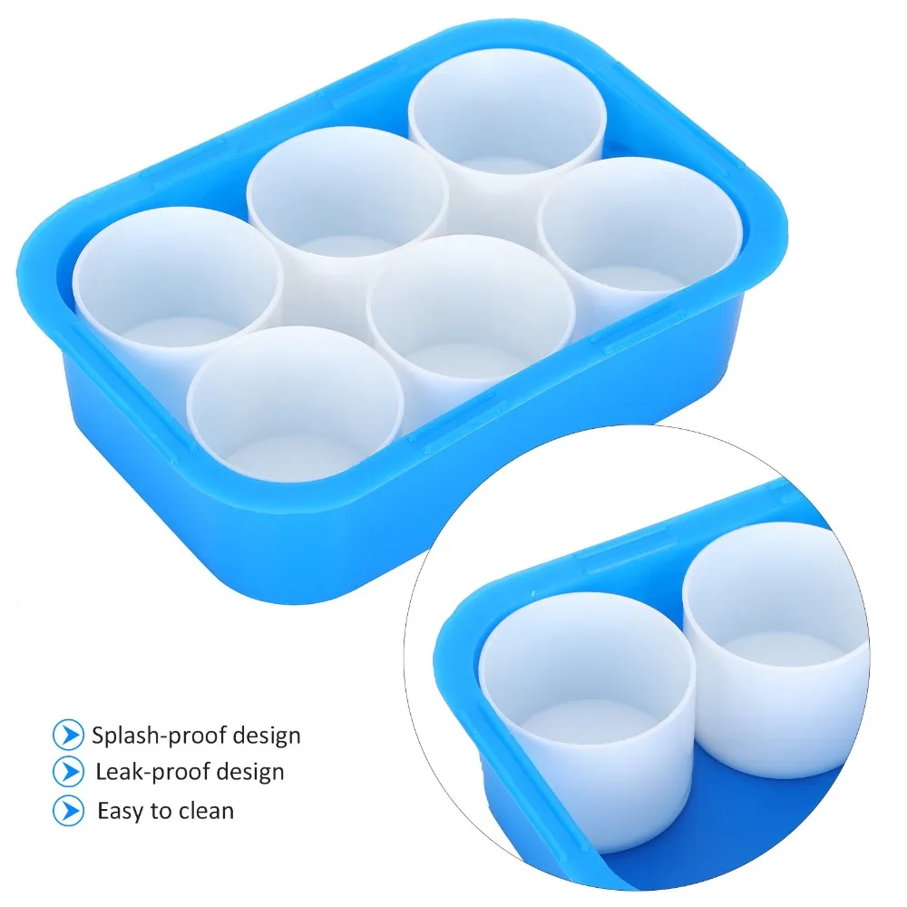 6PCS 6 그리드 페인트 혼합 상자 구획 누출 방지 안료 팔레트 하드 플라스틱 방진 컬러 트레이 초보자 드로잉