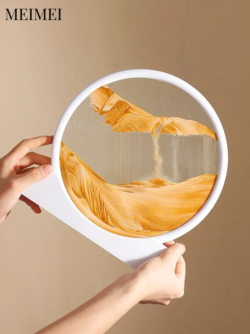 3DMovingSandArtPictureRoundGlassDeepSeaSandscapeHourglass