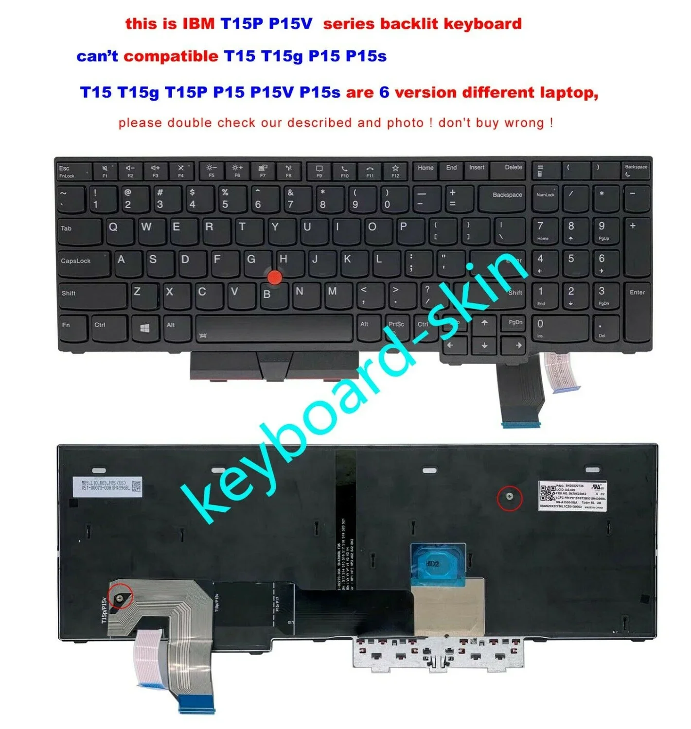 Teclado Retroiluminado para Notebook Compatível com Lenovo Thinkpad T15p P15v Sn20x22736 Novo