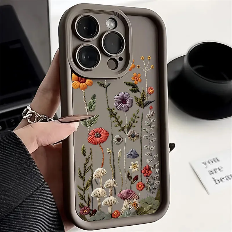 Retro Floral Pattern Silicone Phone Case