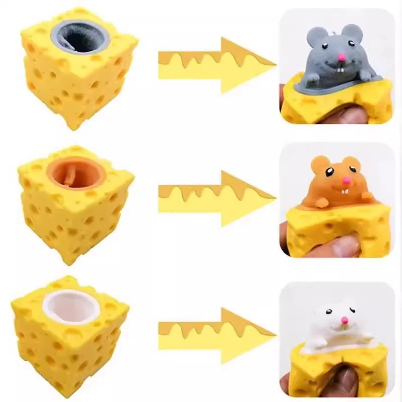 Fidget Toys Cheese Cup Mouse Rabbit Frog Squeeze Cup Anxiety ADHD Stress Relief Squishes Kids Adult Birthday Party Favors