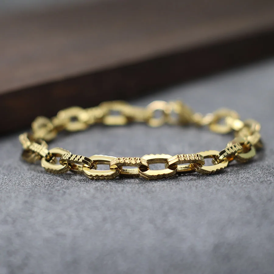Stainless Steel Men Bracelet Gold Color Chain Link Handmade