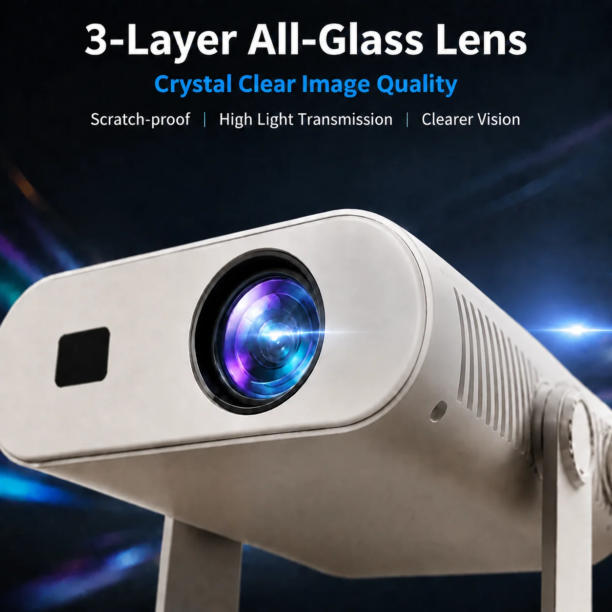 스마트 안드로이드 14 프로젝터 HY370 네이티브 720P 8K 디코딩 WiFi 6 BT 5.0 리모컨 전동 포커스 자동 키스톤 보정 300 ANSI 180도 회전
