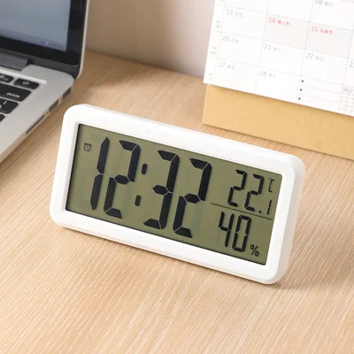 LCD Digital Wall Clock Mute Desktop Battery Powered LED Electronic Alarm Clocks Temperature Sensor Bedroom Indoor Wall Clocks digital wall clock