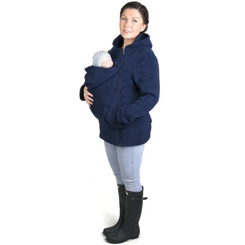 2-in-1 Multifunctional Kangaroo Mother's Hoodie Postpartum Outdoor Breastfeeding Coats Solid Classic Soft Cozy Parenting Jackets