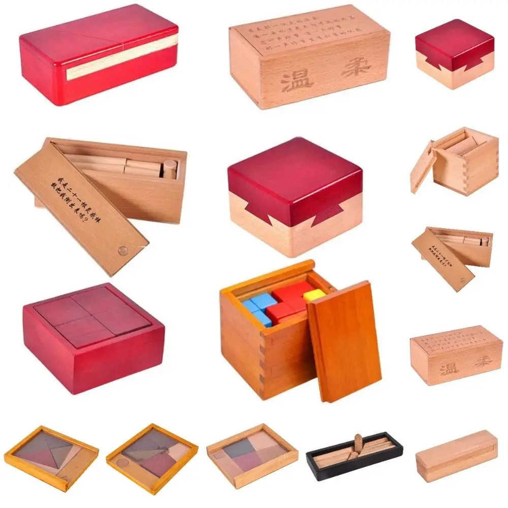 Unlock Wooden Brain Teaser Puzzle Opening Puzzle Box Luban Lock IQ Puzzle Mind Brain Teaser Brain Teaser Wooden