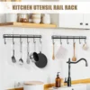 Kitchen Utensil Storage Rack Wall Mount Adhesive Kitchen Hanger Holder Space Saving Kitchen Organization Wall Hooks 2