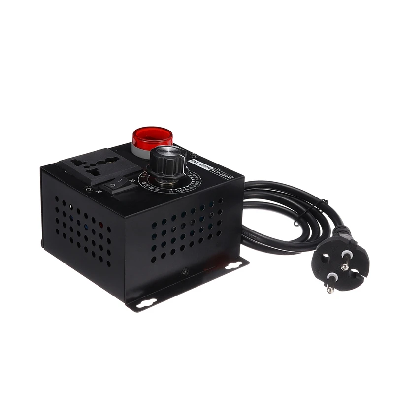 

Регулятор напряжения переменного тока 220 В 4000 Вт, портативный регулятор переменного напряжения, скорости, температуры, напряжения, регулируемый диммер, вилка стандарта ЕС