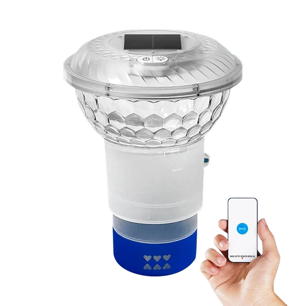 Solar Adjustable Pool Chlorine Dispenser with Colorful Lights Floating Pool Chlorine Dispenser for Nighttime Ambiance