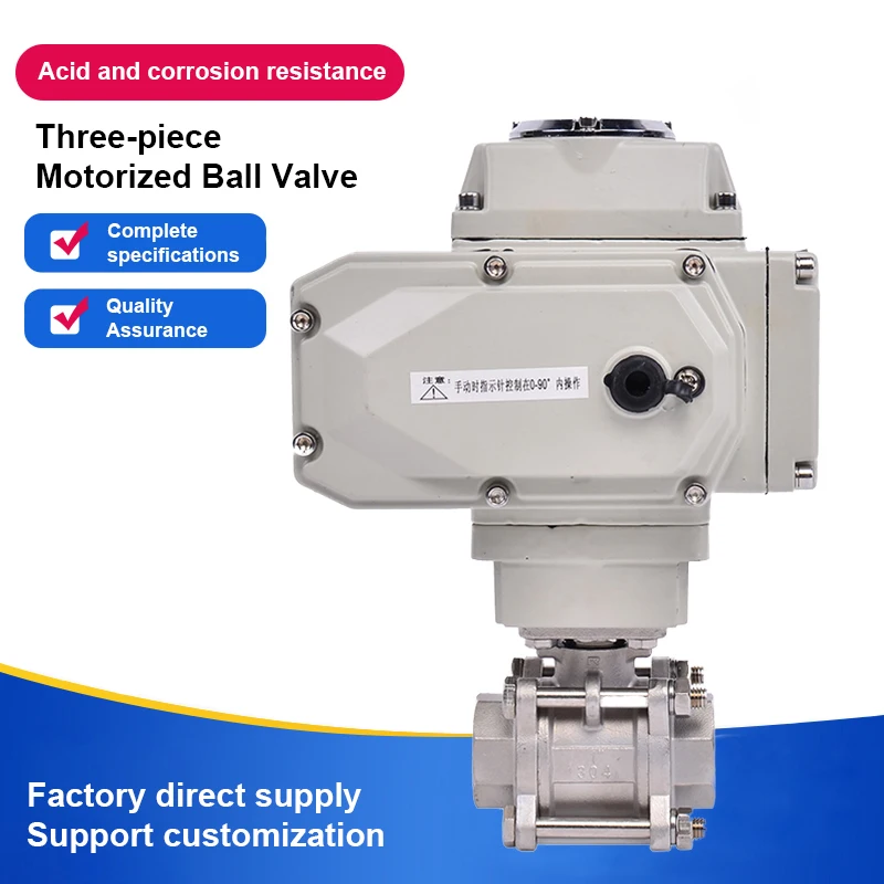 

3" Three Piece Motorized Ball Valve Stainless Steel DN80 Female thread Q611F-16P High Platform Electric Ball Valve AC220V DC24V