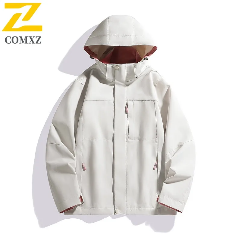 COMXZ Urban High Quality Mens Jacket Casual Hooded Outdoor Camping Multi Functional Coats Daily Style Lightweight Autumn Coat