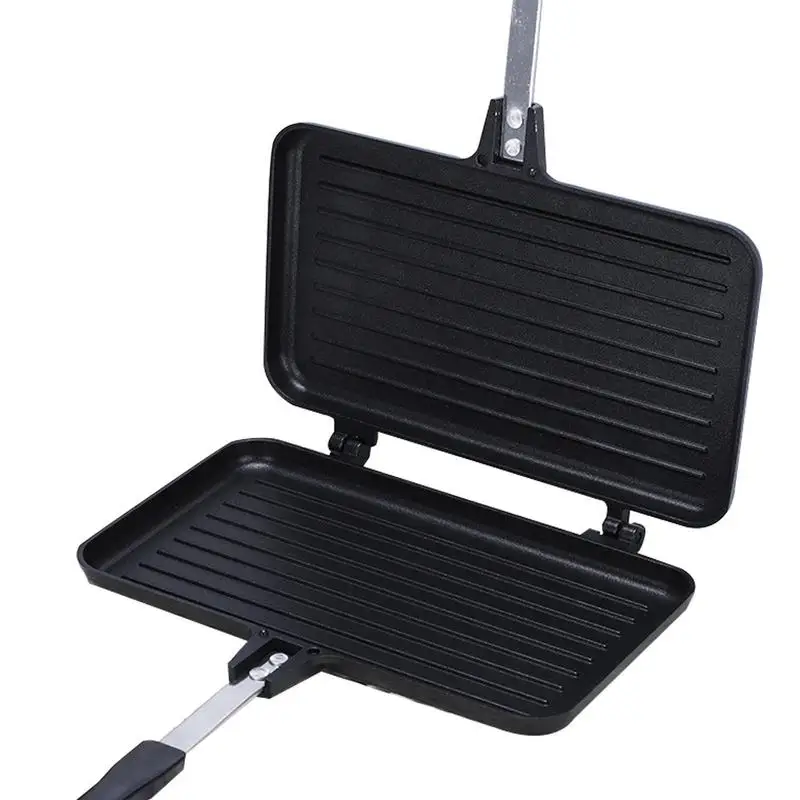 

Double-Sided Sandwich Pan Non-Stick Breakfast Maker Multifunctional Grill Pan Gas Type Household Sandwich Baking Pot for Grilled
