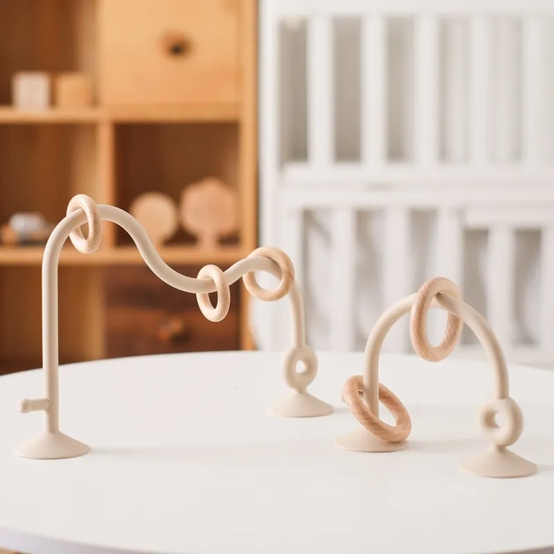 New Kids Wooden Ring Soft Silicone Teether Toys Infant Teething Chewing Toys Baby Accessories Newborn Photography Baby Toys