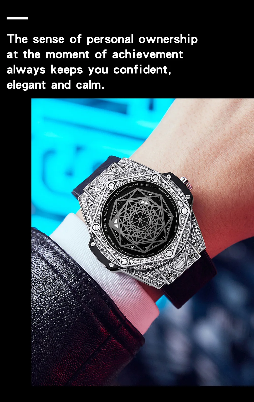 Sanda Fashion New 7033 Men's Diamond Inlaid Geometric Dial Glow Waterproof Men's Creative Quartz Wristwatch 2023