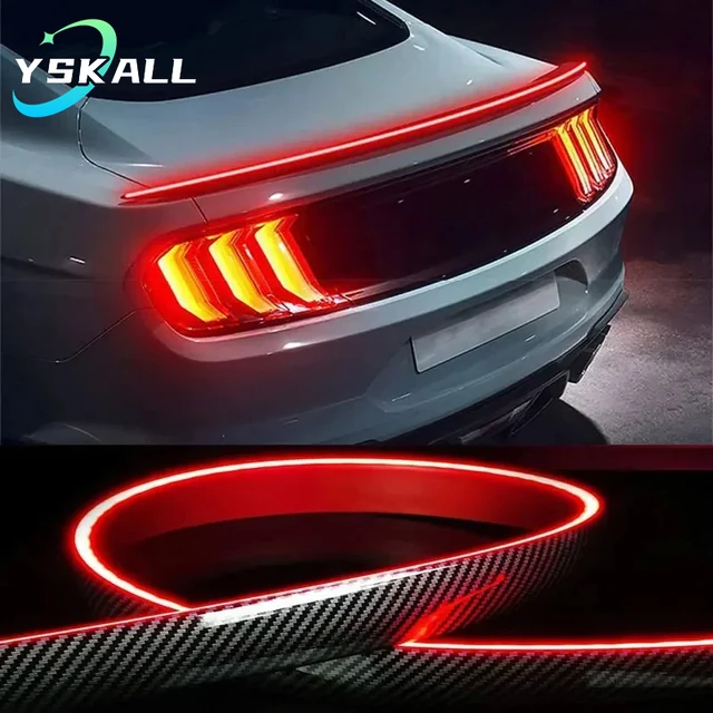 Car Tail Spoiler Flexible Sticker Led Strip Brake Auto Light Flash Red Turn Signal Lamp Flowing Waterproof Universal Auto 12V 1