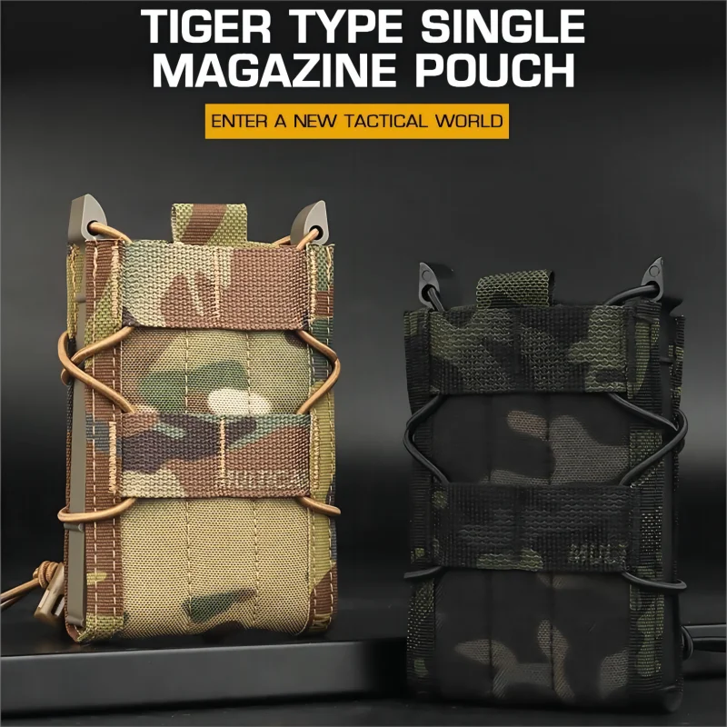 Tactical 5.56 Magazine Pouch Tiger Type M4 AR15 Rifle Pistol Single Mag Bag Molle Military Airsoft Hunting Bag