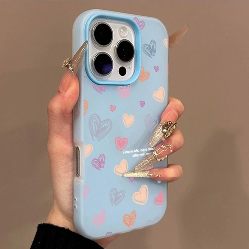 Charming Love Heart Candy Color Phone Case Cover