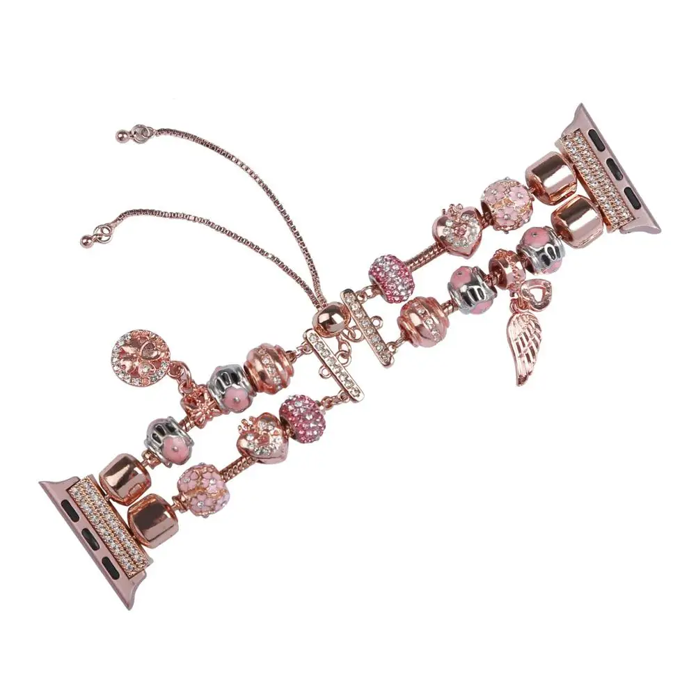 Jewelry Strap for Apple Watch Band 8 7 6 5 4 3SE Women DIY Metal Beaded Bracelet for iWatch 45mm 41mm 44mm 40mm 42mm 38mm Correa