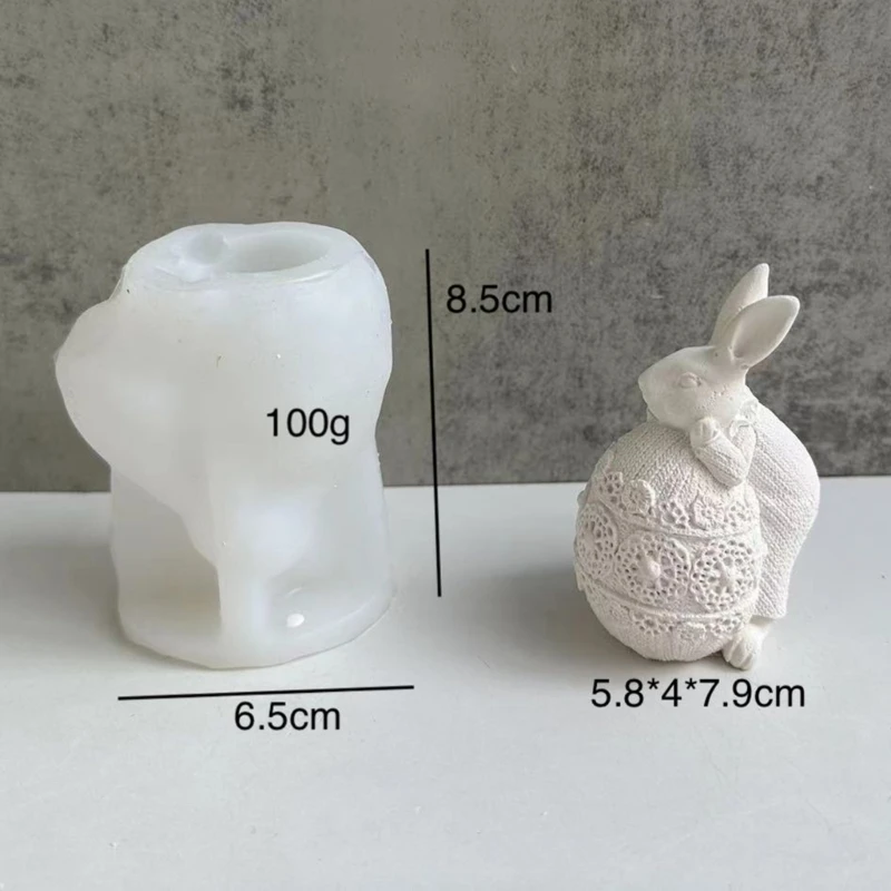 가정 장식을위한 실리콘 양초 금형, 귀여운 부활절 토끼 양초 금형 DIY 아로마 테라피 석고 공예 만들기