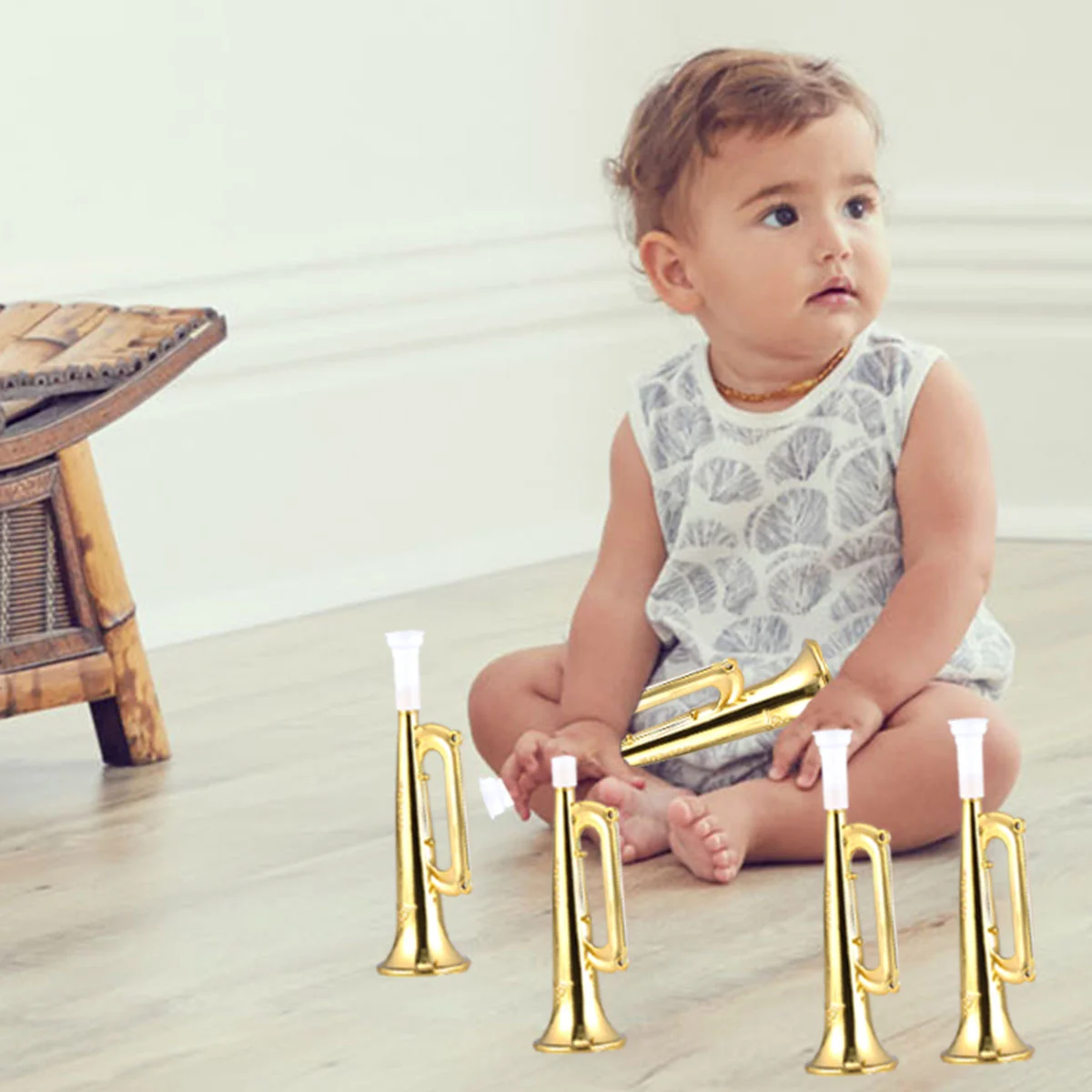 12pcs Plastic Trumpet Noise Maker Kids Toys Cheerleader Football Match Cheering Props Birthday Party Favor Gift (Golden)