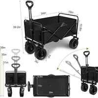 Collapsible Wagon Cart, Portable Heavy Duty Large Capacity Outdoor Garden Wagon with Big All-Terrain Wheels and Drink Holders 2