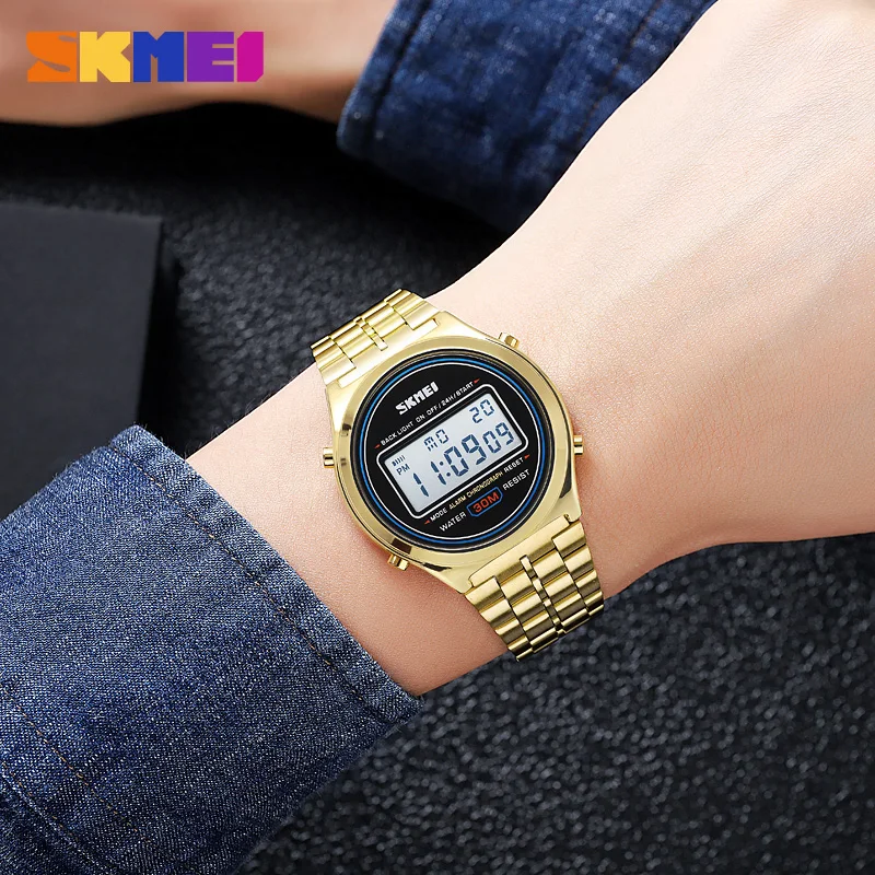 SKMEI 2146 Waterproof Electronic Men Watch Stainless Steel Calendar Digital Mens Wristwatch Countdown Clock 2004 Reloj Masculino 6