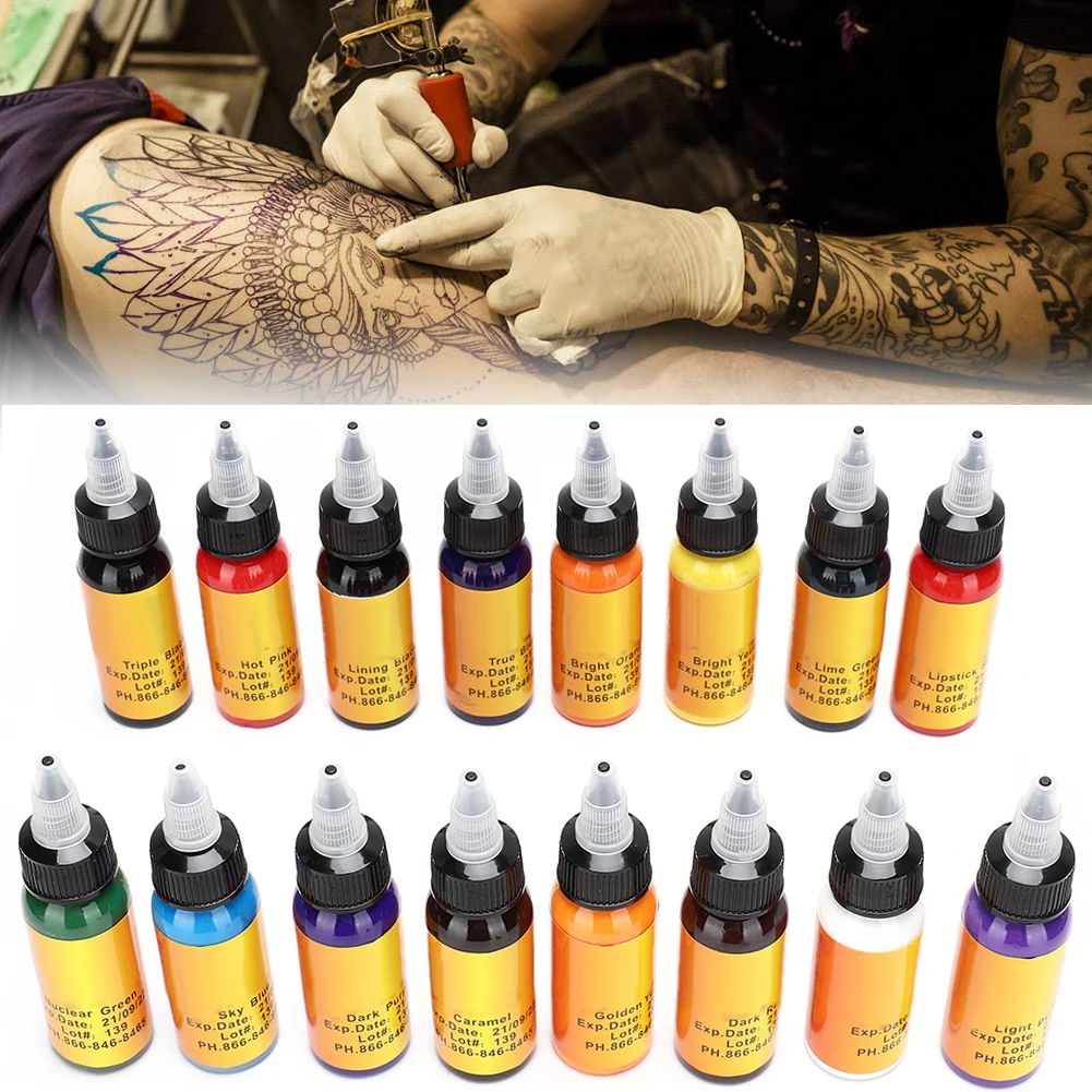 16 Colors 30ML/Bottle Professional Microblading Tattoo Inks Set Longlasting Eyeliner Eyebrow Makeup Tattoo Pigment Ink Supplies