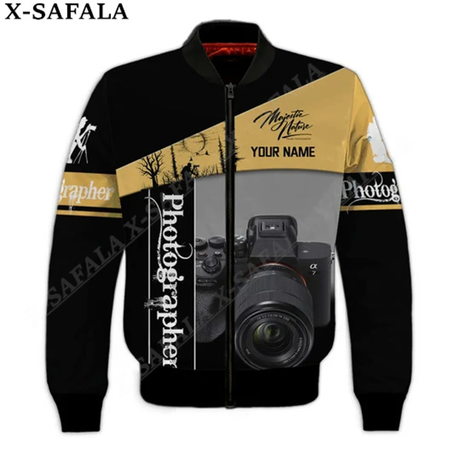 

Camera Lover Photographer Pattern 3D Printed Mens Thick Jacket DIY Custom Wholesale Retail Streetwear Zipper Coat High Quality