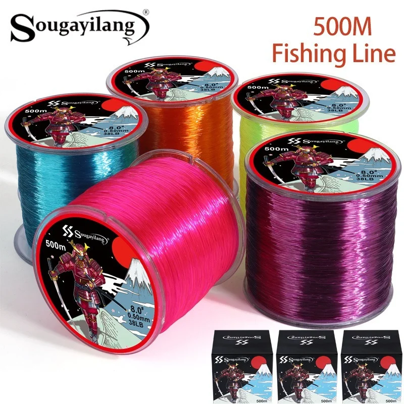 Ligne de pêche Sougayilang 500m nylon fluorocarbone 7-38lb super résistante pour mer