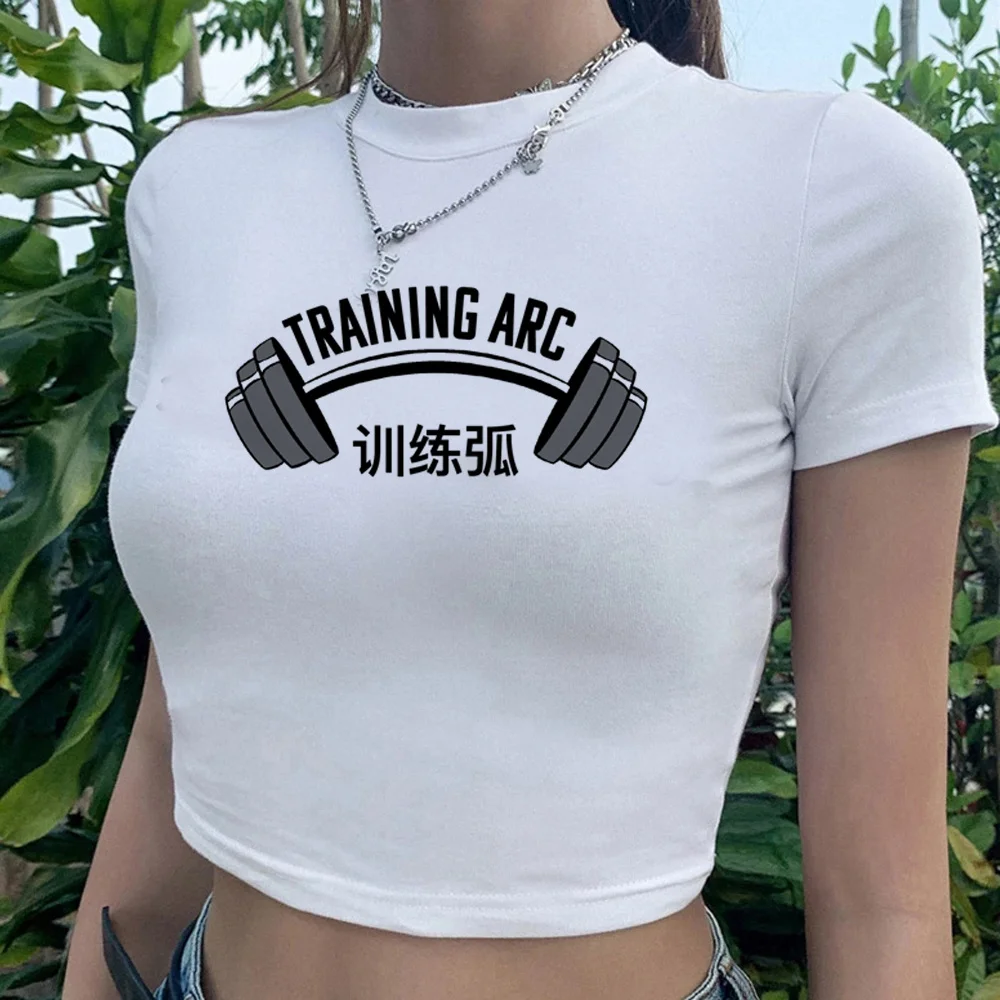 

Anime Gym streetwear fairy grunge crop top Female 90s vintage Kawaii cute clothing crop top