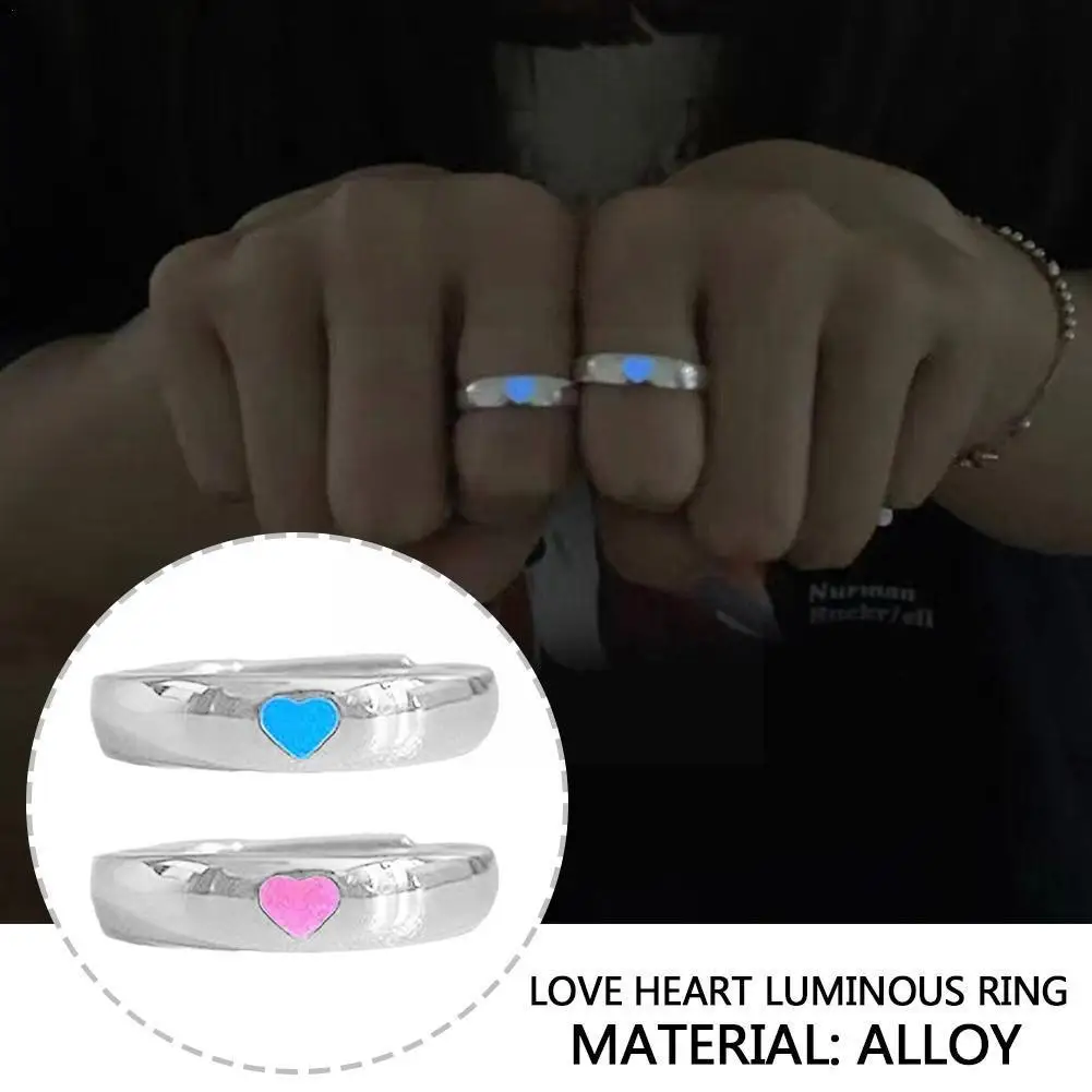 Fashion Heart Regolabile Punk Nottilucente Love Luminous Glow In The Dark Regalo Di Gioielli Di Compleanno Per Gli Amanti Pink D3D8