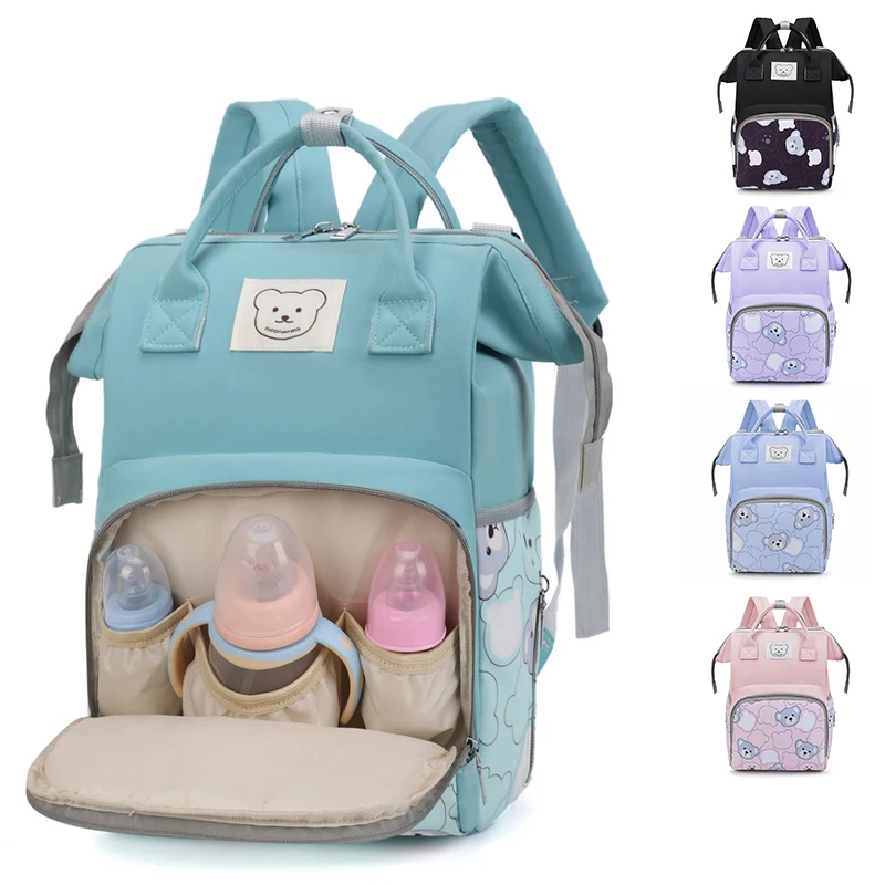 

Водонепроницаемая сумка для мам, вместительный рюкзак для ухода за ребенком, сумка для влажных подгузников с милым медведем для беременных