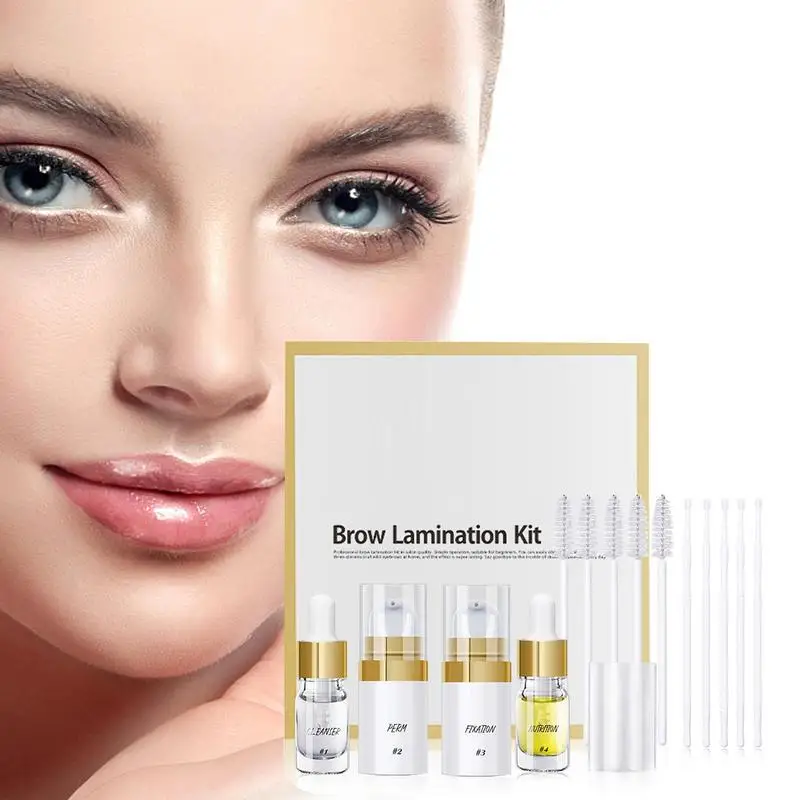 

Professional Eyebrow Lamination Kit DIY Brow Perm Kit with Transparent Y-Sticks Semi-Permanent Eyebrow Styling Perm Lotion