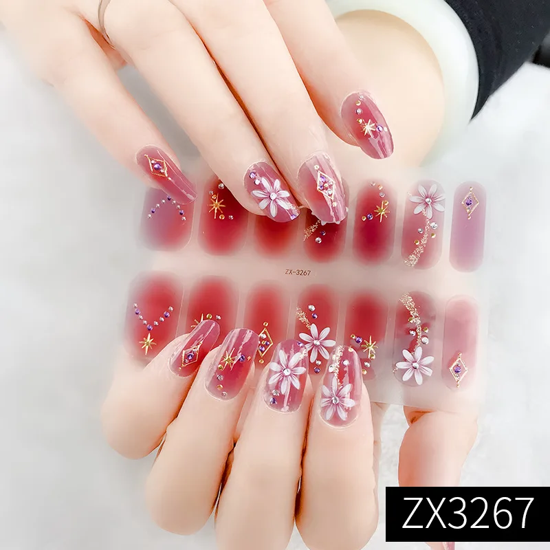14p Waterproof Full Sticker Nail Sticker 3d Colored Diamond