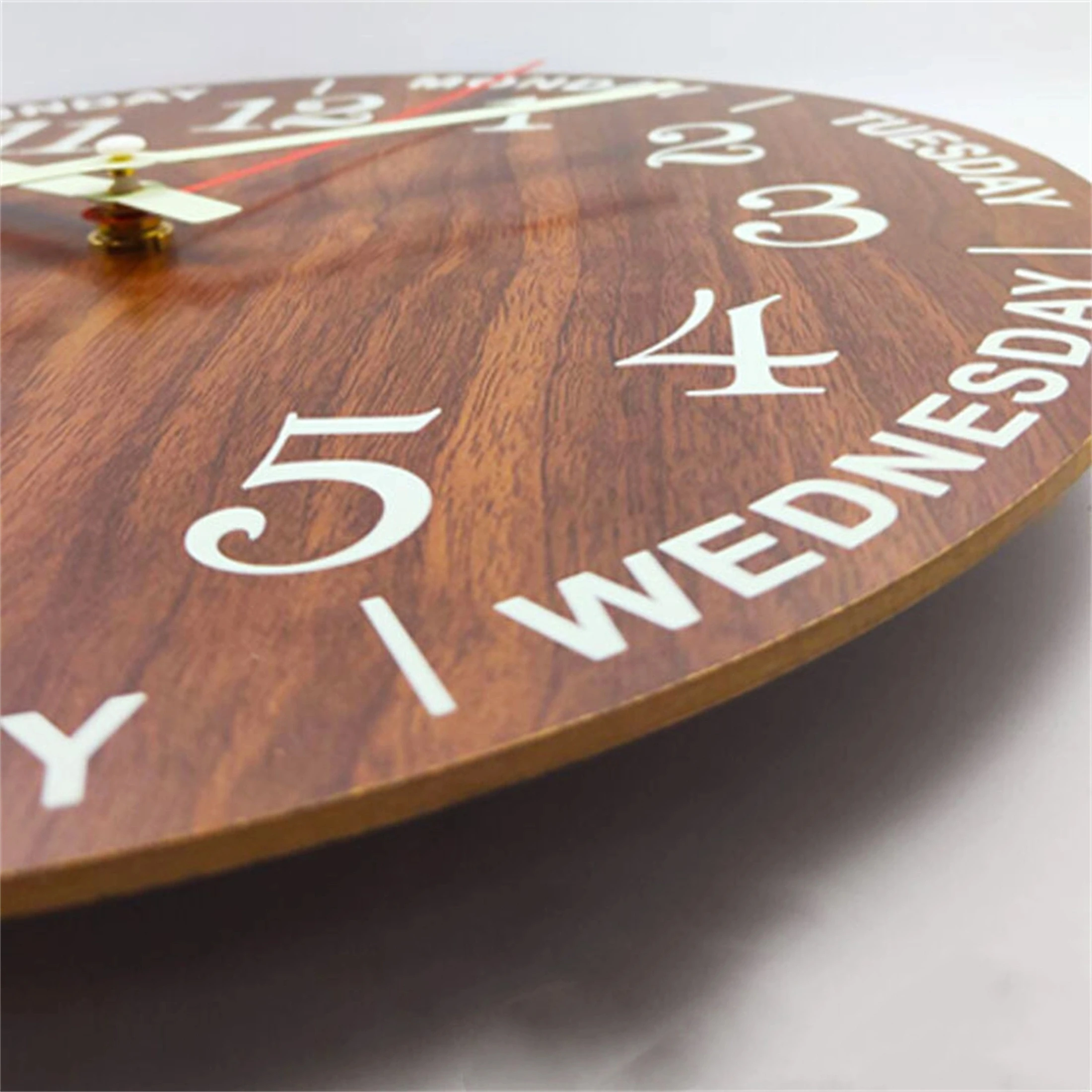 12 Inch Luminous Wall Clock Wood Silent Light in Dark Night Large Number Fashion Wall Clock Non Ticking With Night Light