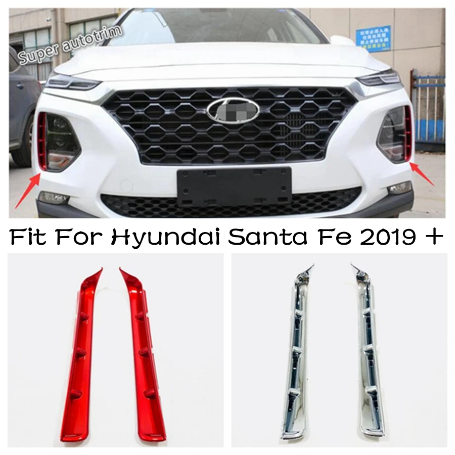 

Front Fog Lights Lamps Eyelid Eyebrow Strip Cover Trim For Hyundai Santa Fe 2019 - 2023 ABS Chrome Accessories Exterior Refit