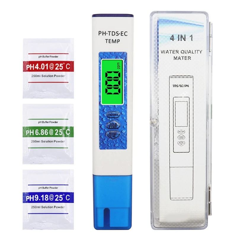 

PH Test Pen 4 In 1 High-Sensitivity Probe TDS/TEMP Pen Household EC One-Point Calibration Water Quality Testing Meter