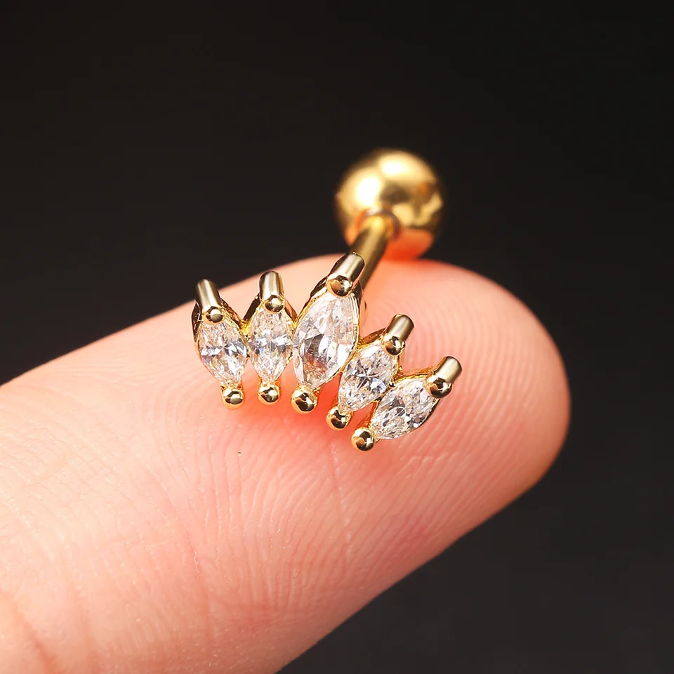 7 Paia Orecchini A Lobo In Acciaio Inossidabile 20G – Set Di Orecchini A Bottone Con Opale E Zirconi – Ipoallergenici Con Dorso Piatto Per Piercing Lobo, Cartilagine, Helix