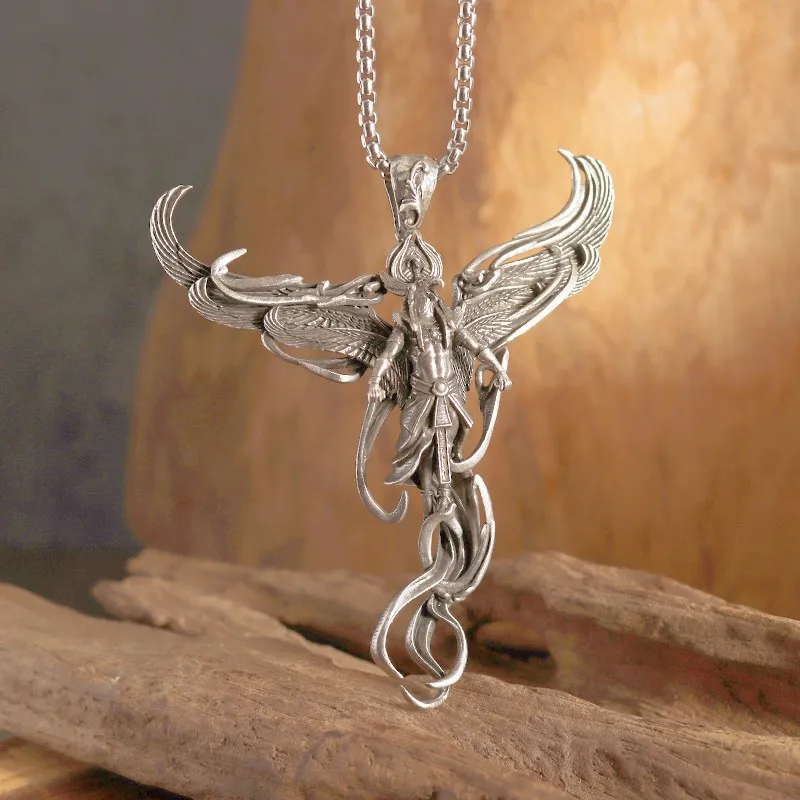 Angel Devil Couple Matching Necklace, Angel - Silver Chain