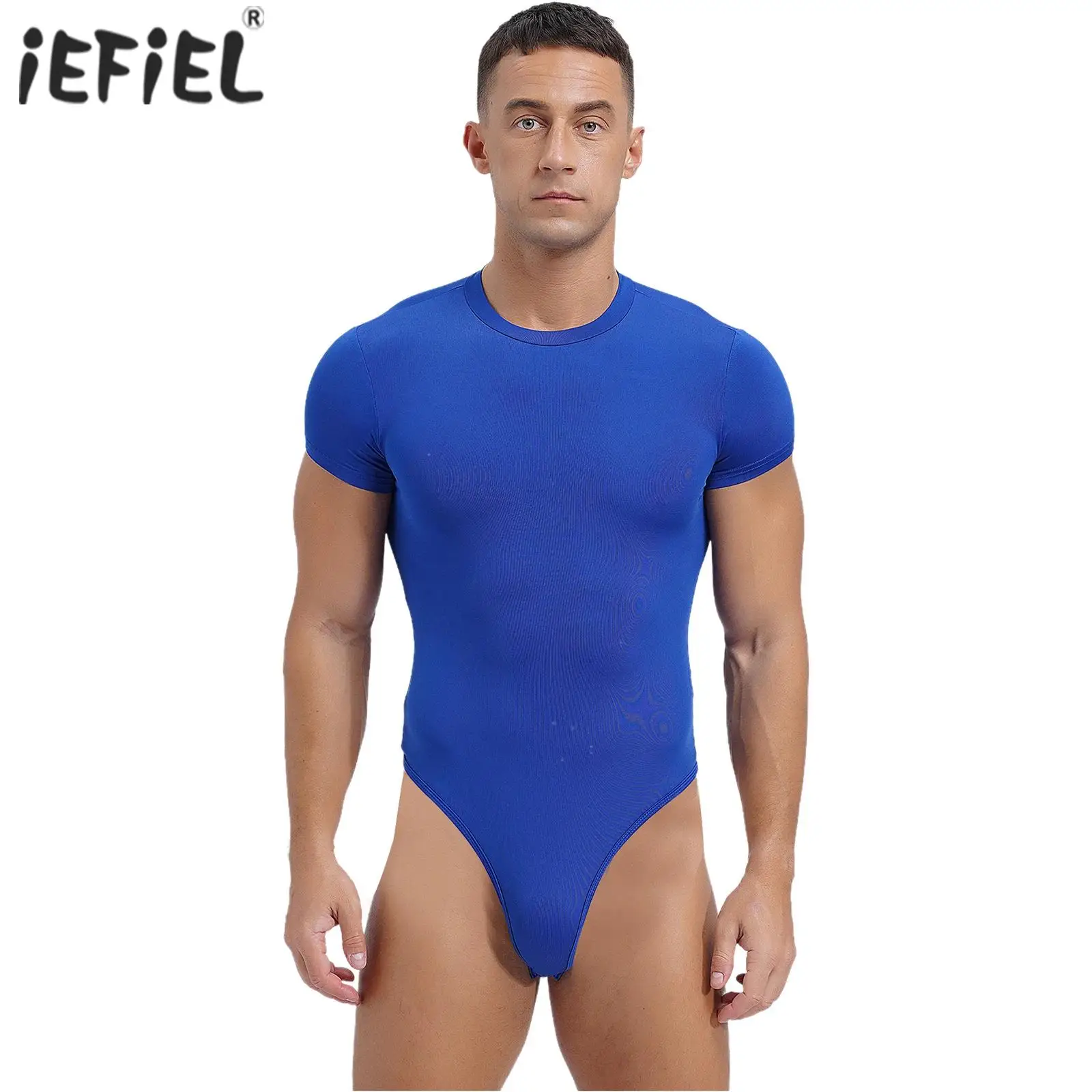 Mens Bodysuit Athletic Sports Gymnastics Leotard Short Sleeve Buttoned Crotch Jumpsuit Solid Color Rompers for Bodybuilding Yoga men bodysuits