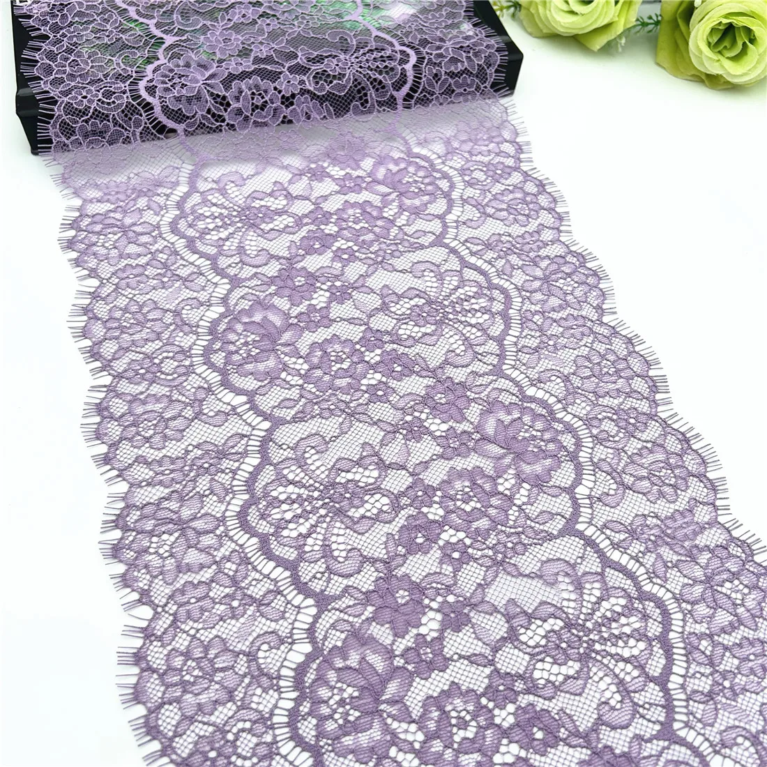 3y/lot Width 9 inch 23cm Purple Eyelash Lace Trim Non-Elastic Lingerie Sewing Craft DIY Apparel Fabric Lace Underware Material 6
