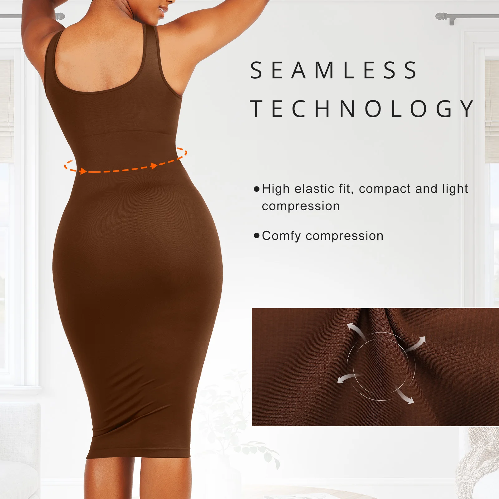 Shaping Bodysuit Tummy Control Seamless Backless Built-In