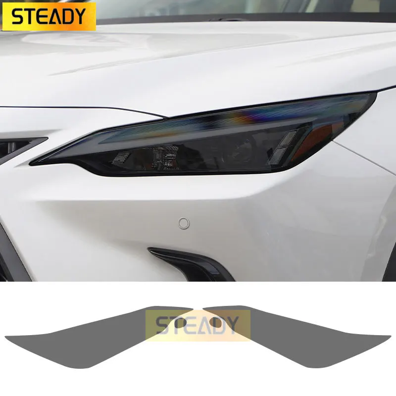 

2 Pcs Car Headlight Protective Film Front Light Transparent Smoke Black TPU Sticker For Lexus NX 2022 350h 450h 250 Accessories
