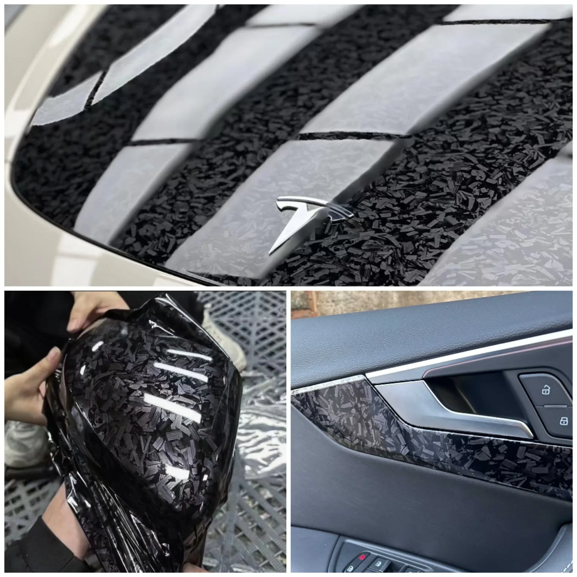 Car Sticker Glossy Black Forged Carbon Fiber Vinyl Car Wrap Ghost Camo Self Adhesive DIY Styling Interior Stickers For Motorcycle Wrapping