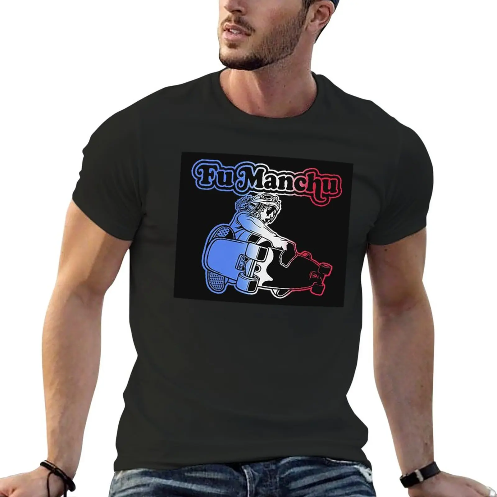 

Новая футболка fu manchu с логотипом, быстросохнущая футболка, Топы, рубашка с животным принтом для мальчиков, Мужские Простые футболки
