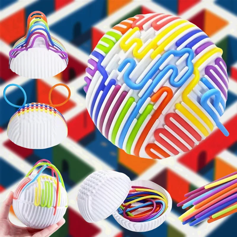 Sensory Activity Ball for Kid Busy Ball Motor Skills Montessori Toys Relaxing Stress Colored Silicone Rod Travel Toys Gifts Boys