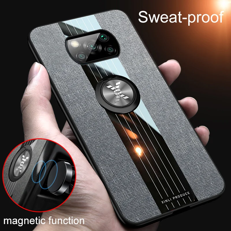 Чехол с магнитным кольцом-держателем для Xiaomi Poco X3 NFC, мягкий кожаный чехол из ТПУ для телефона Poco X3 Pro POCOX3 X 3 NFC, задняя крышка 6,67 дюйма