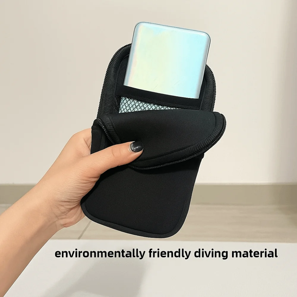 Neoprene Zipper Phone Bag with Handle - Protective & Dustproof Pouch for Portable Power Source