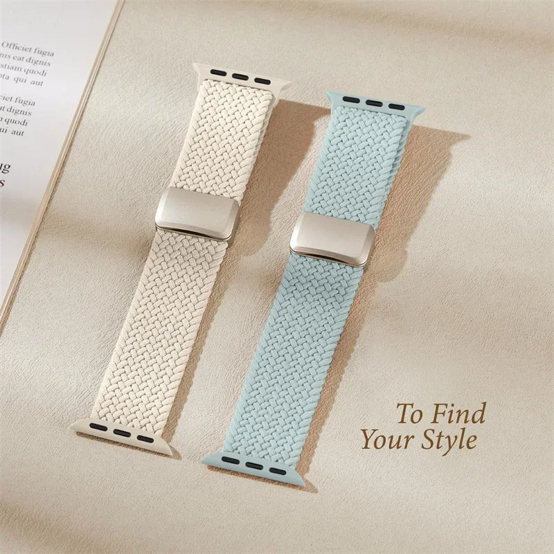 Geflochtenes Band für Apple Watch Armband 44 mm 40 mm 45 mm 46 mm 49 mm 41 mm 38 Magnetisches Nylonarmband iWatch Serie SE 7 6 8 9 10 Ultra 2 – Detail 10