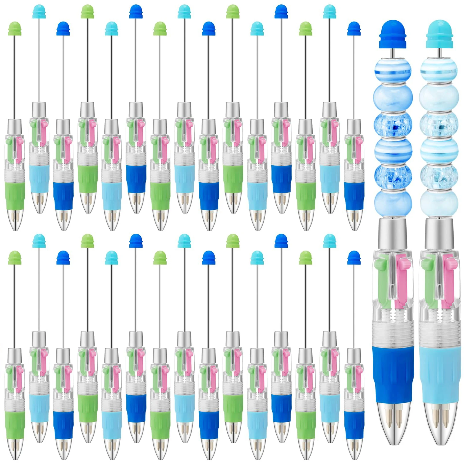 

30pcs DIY Four-Color Beaded Ballpoint Pen Cute Beadable Pens Cartoon 4 Color Retractable Rollerball Pen Student School Gift